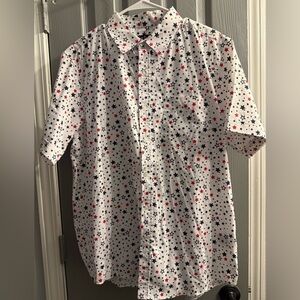 Bloc Lacque Men’s short sleeve button down collared pocket patriotic shirt LARGE